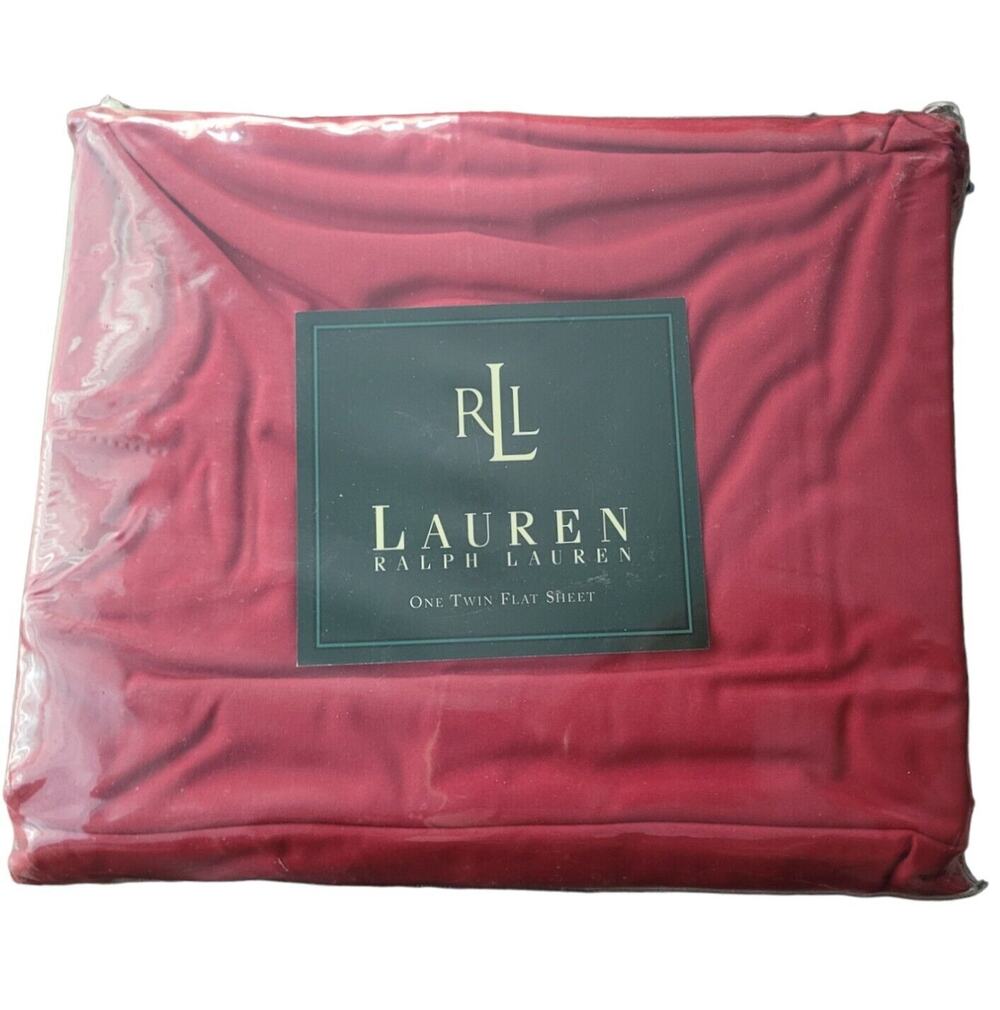 Vintage Ralph Lauren Home Solid Barn Red Twin Flat Sheet 250 Thread Count NOS